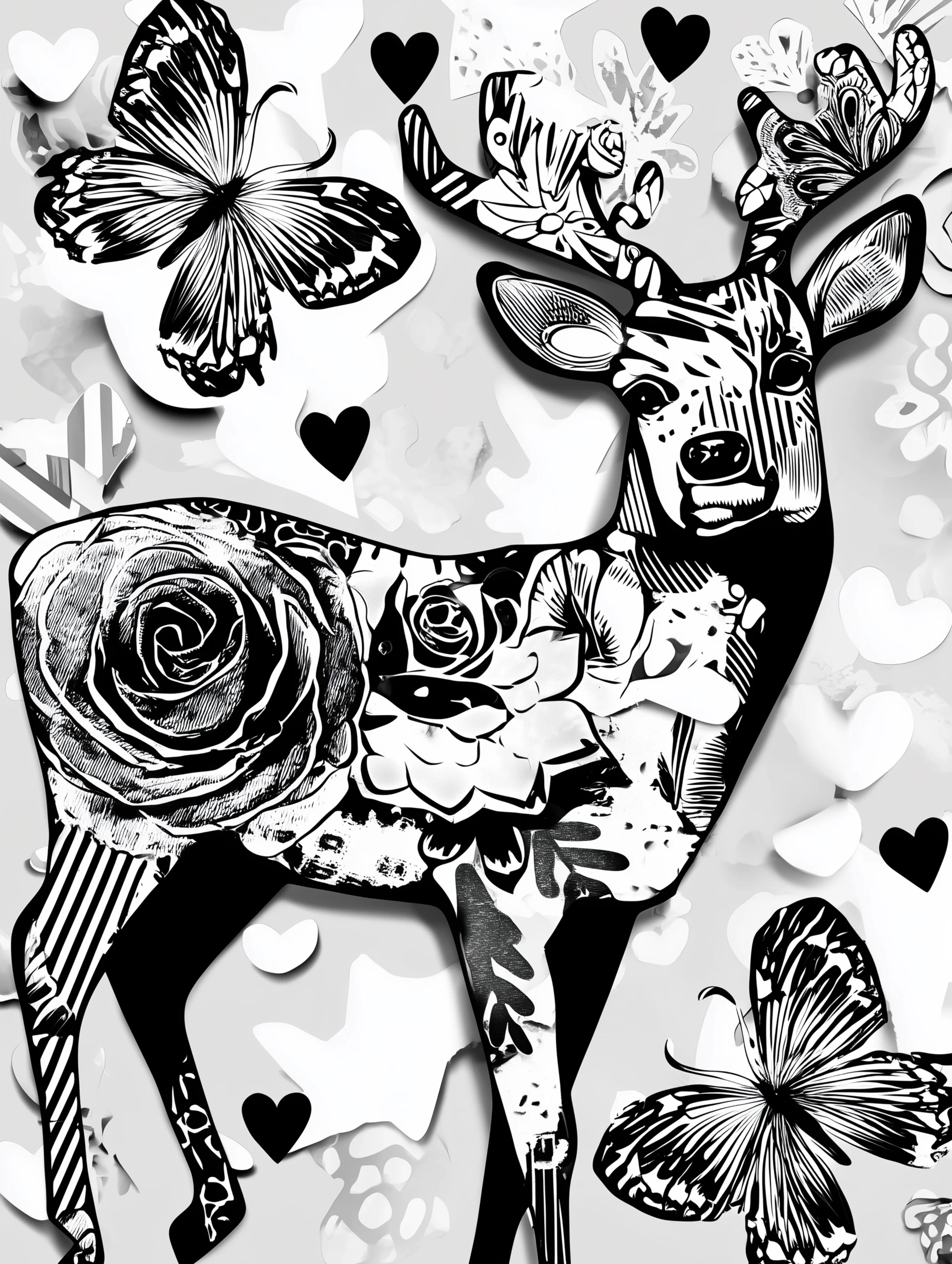 Free printable reindeer coloring page for adults featuring a walking reindeer